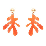 Coral Ripple Glitter Drop Earrings - Orange