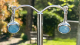 Swarovski Crystal round ‘Summer Blue Lacquer’ earrings - rhodium plated