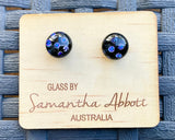 Samantha Abbott Dichroic Art Glass earrings - Black : blue spots