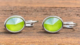 Swarovski Crystal oval 'Lime Lacquer' earrings - rhodium plated