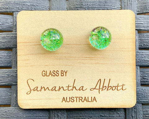 Samantha Abbott Dichroic Art Glass earrings - Green