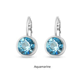 Swarovski Crystal round 'Aquamarine' earrings - rhodium plated