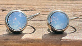 Swarovski Crystal round ‘Air Blue Opal’ earrings - rhodium plated