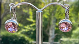 Swarovski Crystal round 'Light Rose' earrings - rhodium plated