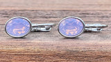 Swarovski Crystal oval 'Rosewater Opal' earrings - rhodium plated