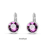 Swarovski Crystal round ‘Amethyst’ earrings - rhodium plated