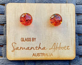 Samantha Abbott Dichroic Art Glass earrings - Orange : amber