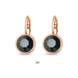 Swarovski Crystal round 'Jet' earrings - rose gold plated