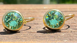 Swarovski Crystal round 'Peridot' earrings - gold plated