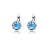 Swarovski Crystal round ‘Summer Blue Lacquer’ earrings - rhodium plated