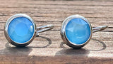 Swarovski Crystal round ‘Summer Blue Lacquer’ earrings - rhodium plated