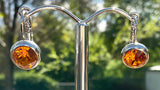 Swarovski Crystal round 'Tangerine' earrings - rhodium plated