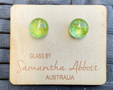 Samantha Abbott Dichroic Art Glass earrings - Green : lime