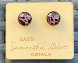 Samantha Abbott Dichroic Art Glass earrings - Black : mulberry : gold