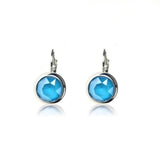 Swarovski Crystal round ‘Azure Blue Lacquer’ earrings - rhodium plated