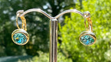 Swarovski Crystal round 'Blue Zircon' earrings - gold  plated