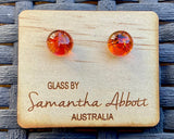 Samantha Abbott Dichroic Art Glass earrings - Orange : amber