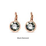 Swarovski Crystal round 'Black Diamond' earrings - rose gold plated