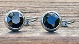 Swarovski Crystal round 'Jet' earrings - rhodium plated