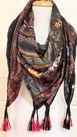 Scarf by Tiger Tree. Jacquard design on brown