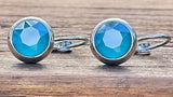 Swarovski Crystal round ‘Azure Blue Lacquer’ earrings - rhodium plated