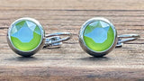 Swarovski Crystal round ‘Lime Lacquer’ earrings - rhodium plated
