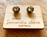 Samantha Abbott Dichroic Art Glass earrings - Black : mulberry : gold