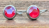 Swarovski Crystal round ‘Royal Red Lacquer’ earrings - rhodium plated