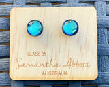 Samantha Abbott Dichroic Art Glass earrings - Blue : turquoise