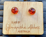 Samantha Abbott Dichroic Art Glass earrings - Orange : amber