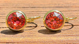 Swarovski Crystal round 'Padparadscha' earrings - gold  plated