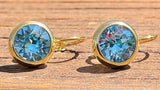 Swarovski Crystal round 'Light Turquoise' earrings - gold plated