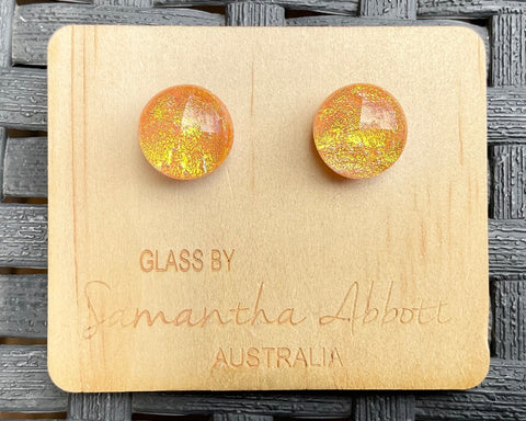 Samantha Abbott Dichroic Art Glass earrings - Orange: apricot
