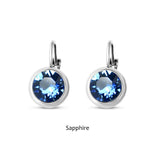 Swarovski Crystal round 'Sapphire Blue' earrings - rhodium plated