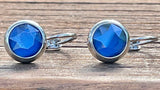 Swarovski Crystal round ‘Royal Blue Lacquer’ earrings - rhodium plated