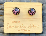 Samantha Abbott Dichroic Art Glass earrings - Black : mulberry : gold