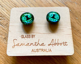 Samantha Abbott Dichroic Art Glass earrings - Green : black