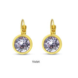 Swarovski Crystal round 'Violet' earrings - gold  plated