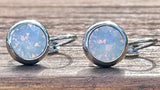 Swarovski Crystal round 'White Opal' earrings - rhodium plated
