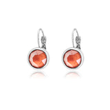 Swarovski Crystal round ‘Light Coral Lacquer’ earrings - rhodium plated