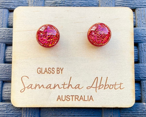 Samantha Abbott Dichroic Art Glass earrings - Red