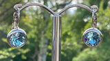 Swarovski Crystal round 'Aquamarine' earrings - rhodium plated