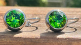 Swarovski Crystal round 'Fern Green' earrings - rhodium plated