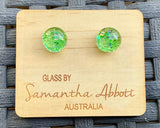 Samantha Abbott Dichroic Art Glass earrings - Green