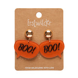 Halloween Boo Glitter Statement Earrings - Orange