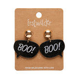 Halloween Boo Glitter Statement Earrings - Black