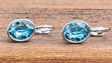 Swarovski Crystal oval 'Aquamarine' earrings - rhodium plated