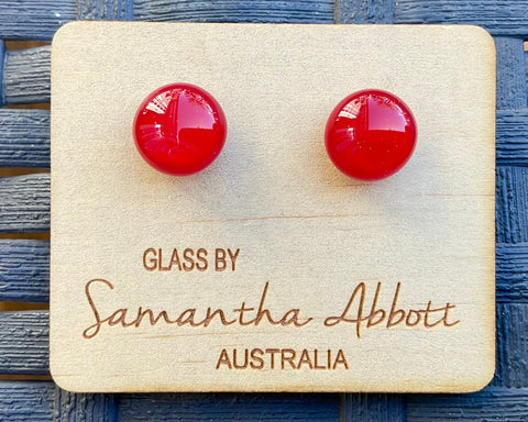 Samantha Abbott Dichroic Art Glass earrings - Red