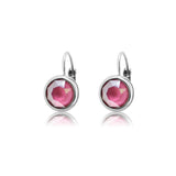 Swarovski Crystal round ‘Peony Pink Lacquer’ earrings - rhodium plated