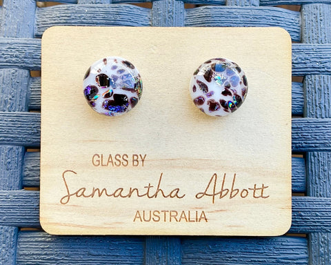 Samantha Abbott Dichroic Art Glass earrings - Black : white